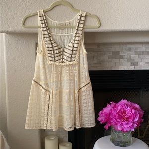 Vanessa Virginia Anthropologie cream beaded top 0
